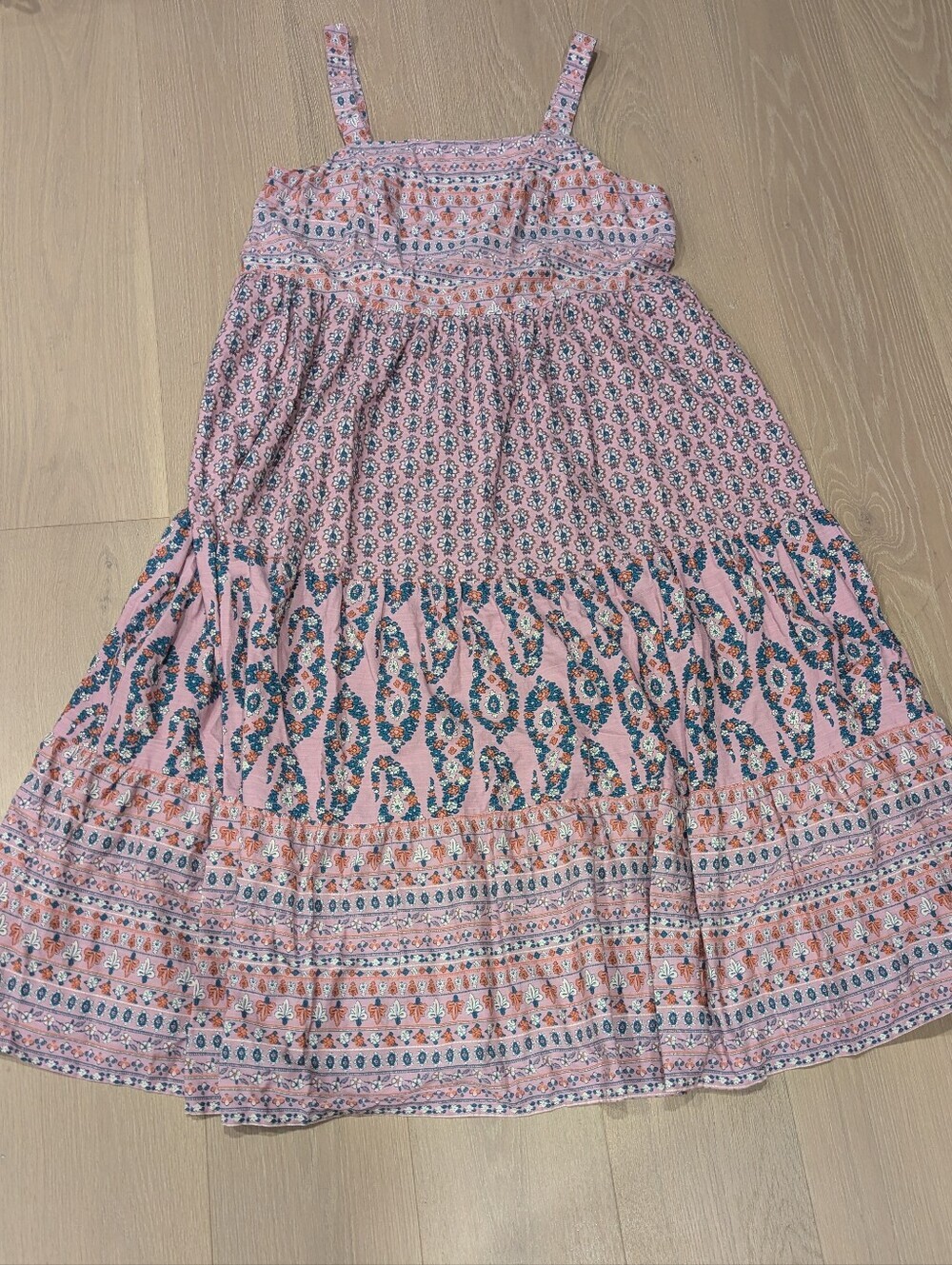 Light Pink Boho Tiered Maxi Dress